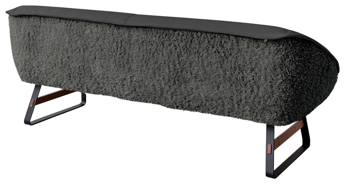 SITZBANK 229/88/80 cm  in Graublau  - Graublau/Schwarz, Design, Leder/Holz (229/88/80cm) - Koinor