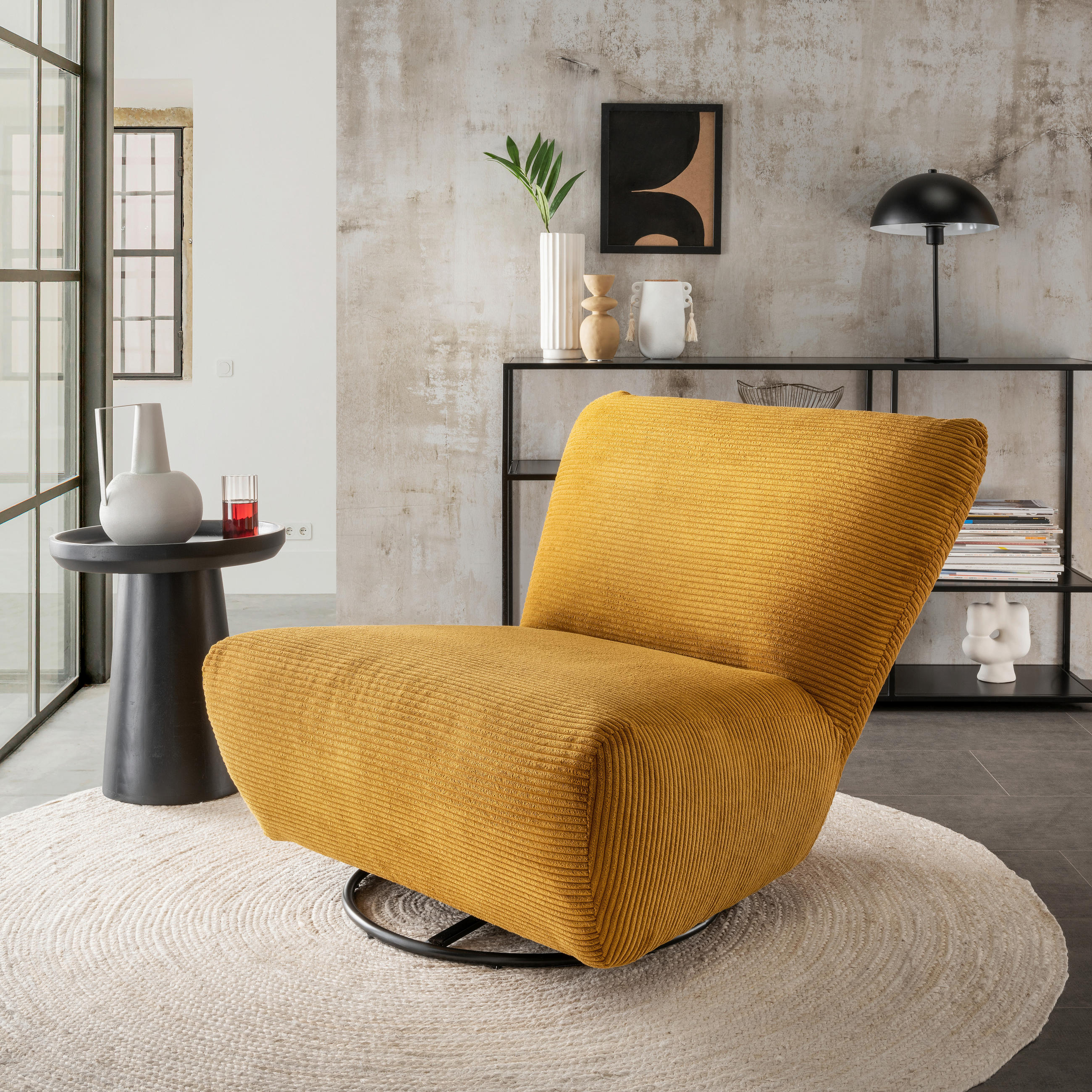 XXL-SESSEL in Cord Goldfarben  - Goldfarben/Schwarz, Trend, Textil/Metall (95/77/94cm) - Livetastic