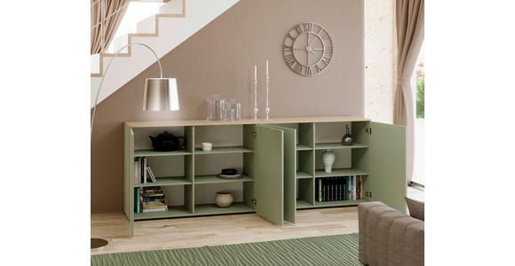 SIDEBOARD  240,1/89/43 cm  - Eichefarben/Schwarz, Design, Holzwerkstoff/Kunststoff (240,1/89/43cm) - Voleo