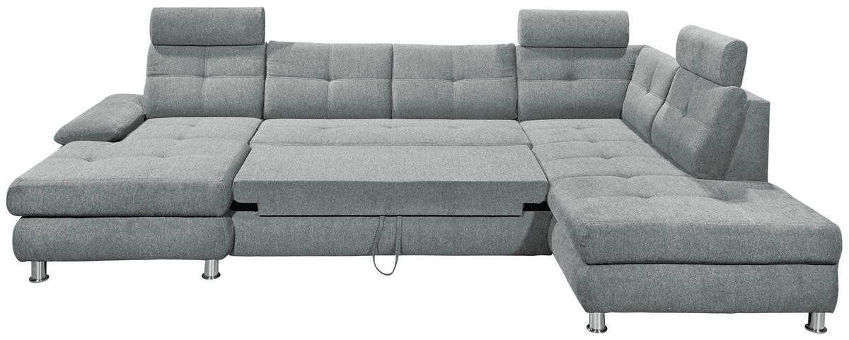 WOHNLANDSCHAFT Hellgrau Webstoff  - Hellgrau, MODERN, Kunststoff/Textil (177/349/233cm) - MID.YOU