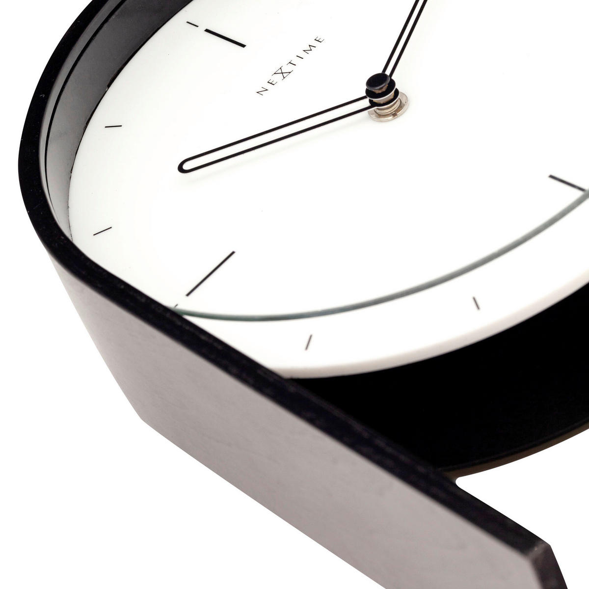 TISCHUHR Schwarz, Weiß 21/27/6,5 cm  - Schwarz/Weiß, Basics, Glas/Holz (21/27/6,5cm)