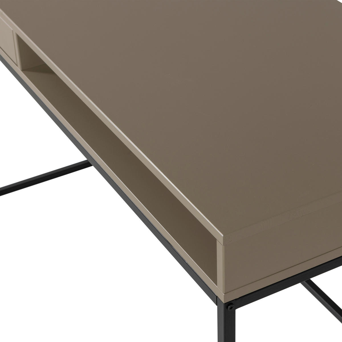 SCHREIBTISCH 130/58/75 cm  in Schlammfarben  - Schlammfarben/Schwarz, MODERN, Holz/Metall (130/58/75cm) - Livetastic