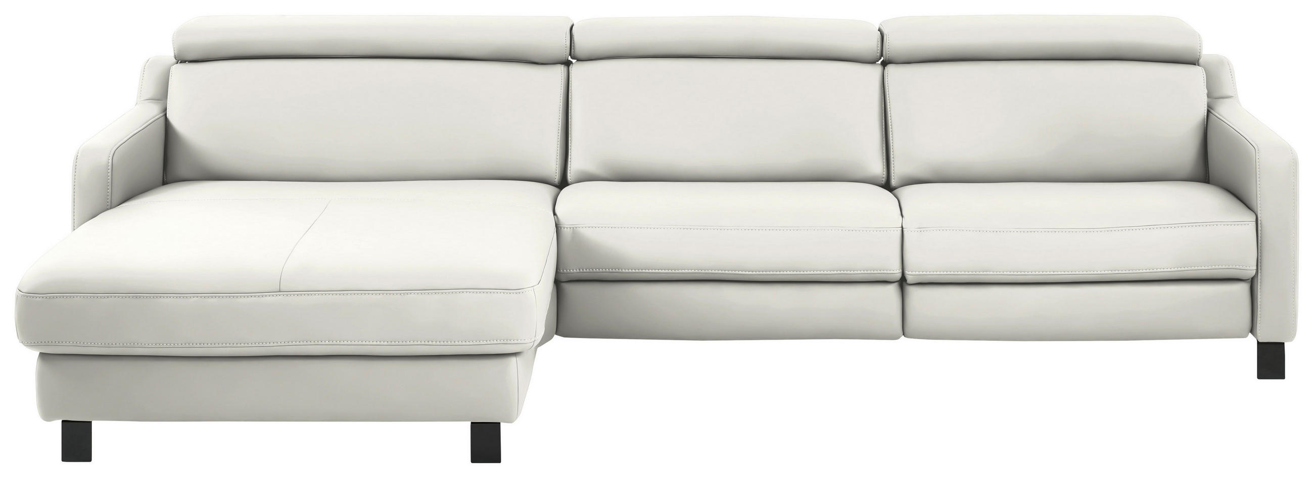ECKSOFA in Echtleder Creme  - Creme/Schwarz, Design, Leder/Metall (176/291cm) - Valdera