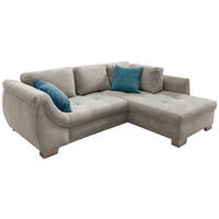 Wohnlandschaft Cord Silberfarben  - Silberfarben/Petrol, Design, Holz/Textil (250/190cm) - MID.YOU