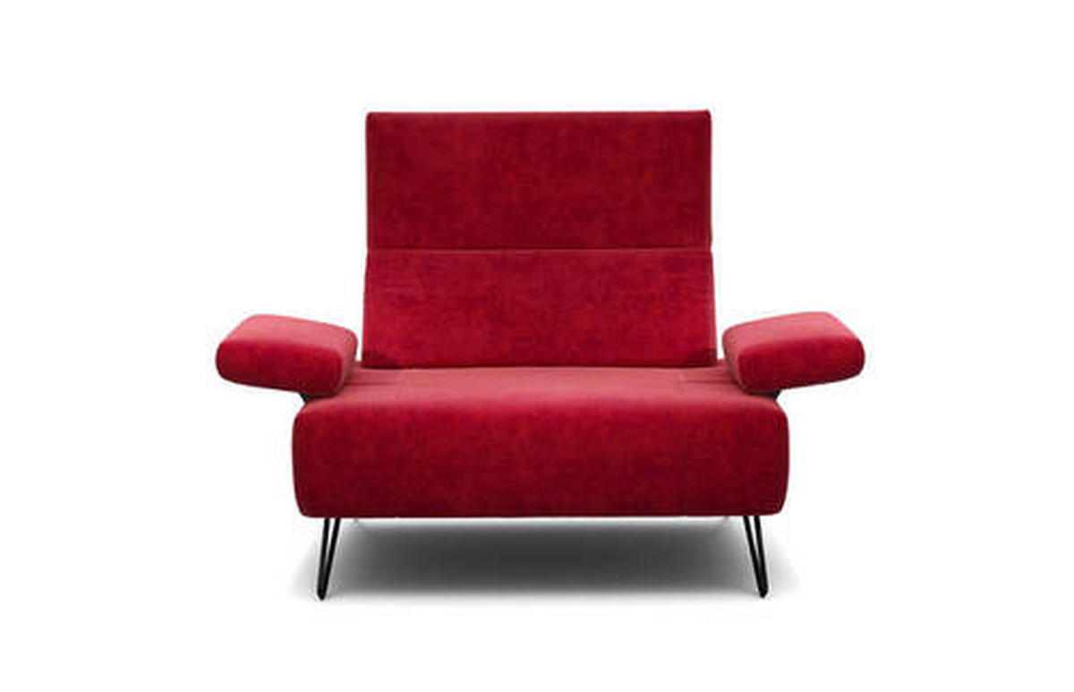 SESSEL in Samt Rot  - Rot/Schwarz, Design, Textil/Metall (114-142/85/86-94cm) - SENSOO