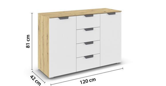 KOMMODE  in 120/81/42 cm  - Dunkelgrau/Weiß, Design, Holzwerkstoff/Metall (120/81/42cm) - Carryhome