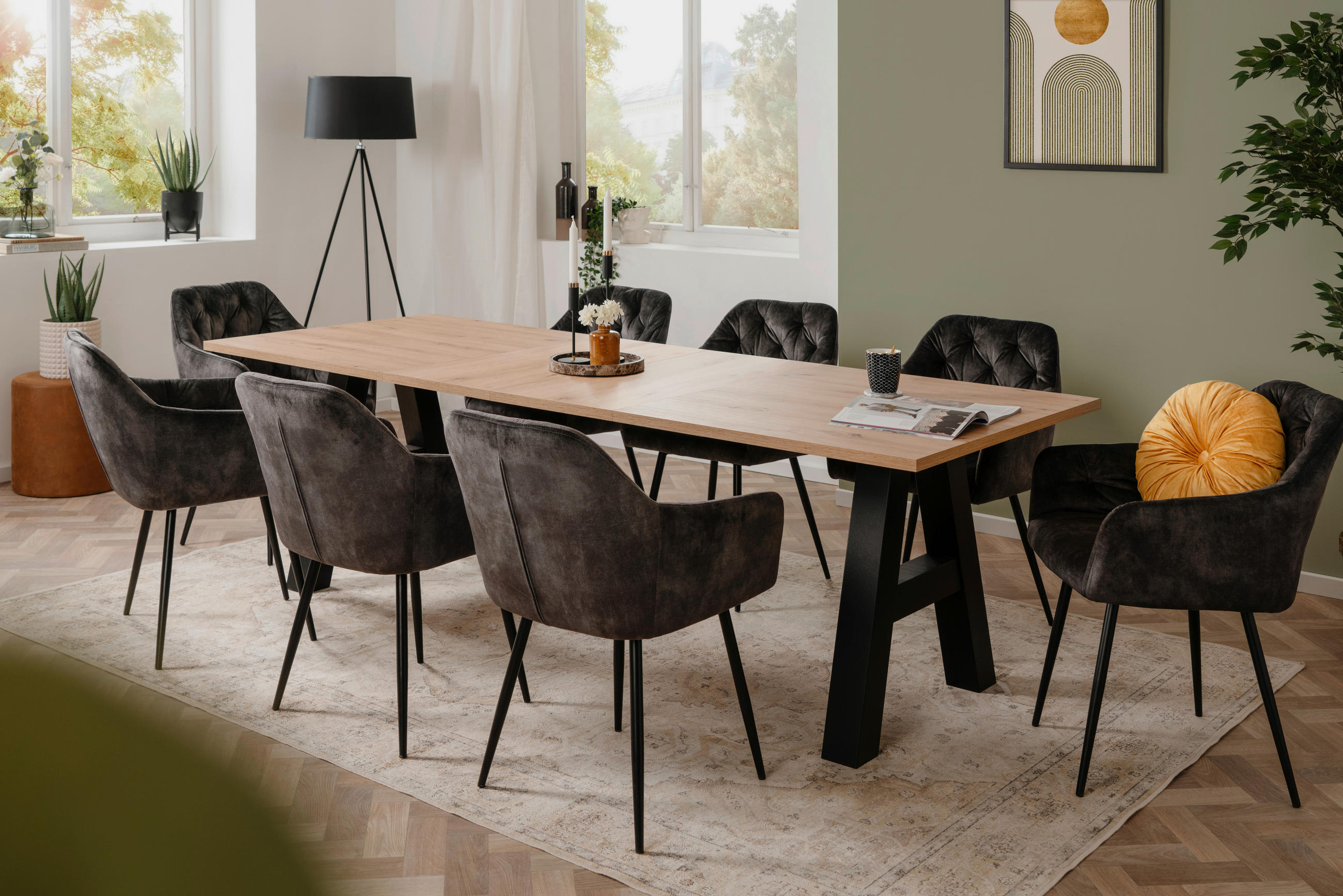 ESSTISCH in Holzwerkstoff 157/90/75 cm  - Schwarz/Eiche Artisan, Design, Holzwerkstoff (157/90/75cm) - MID.YOU
