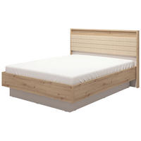 BETT 180/200 cm  in Beige, Kaschmir, Eiche Artisan  - Kaschmir/Beige, KONVENTIONELL, Holzwerkstoff/Textil (180/200cm) - Stylife