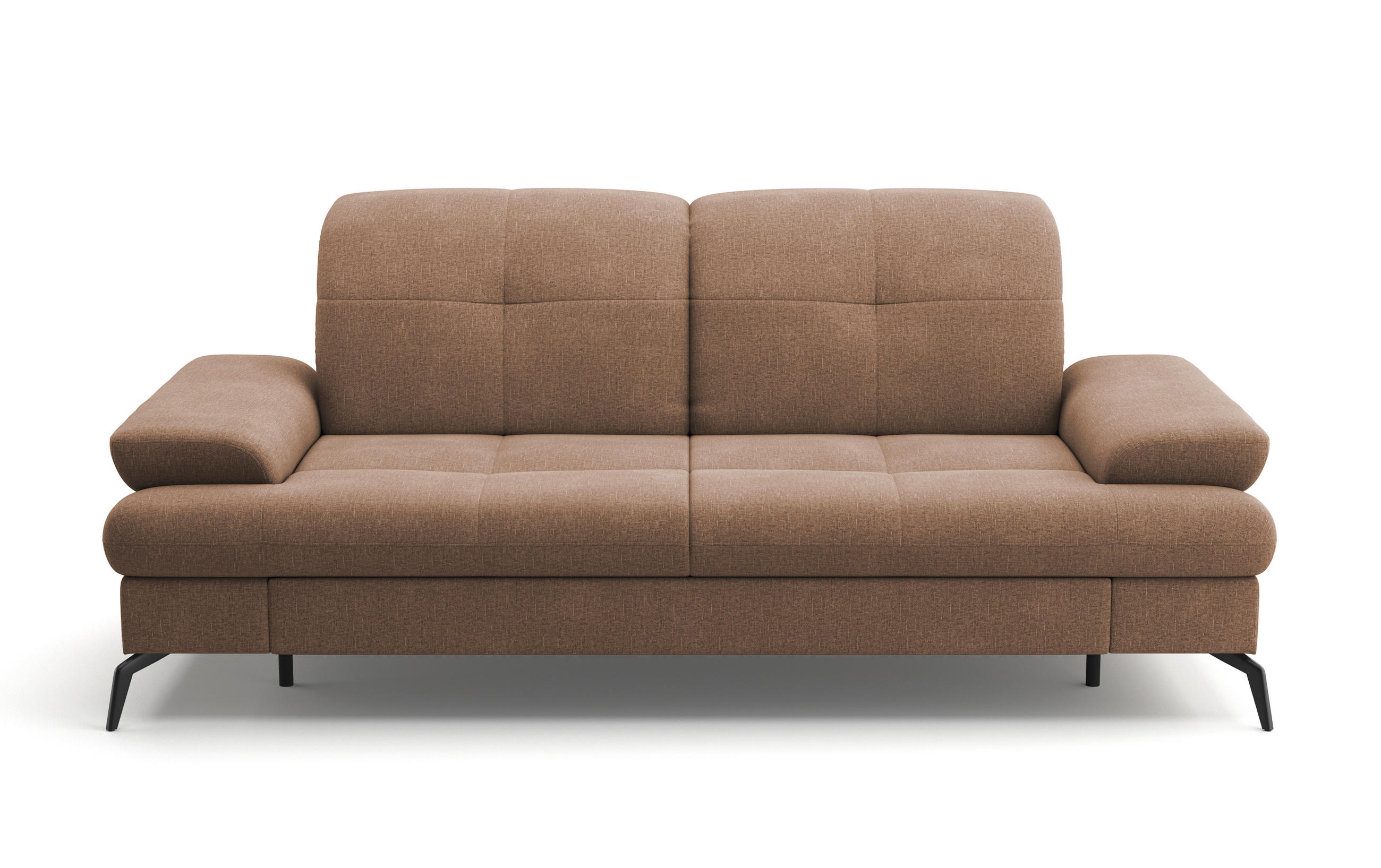 3-SITZER-SOFA in Flachgewebe Hellbraun - Hellbraun/Schwarz, Konventionell, Textil/Metall (212/90/122cm) - Sit & More