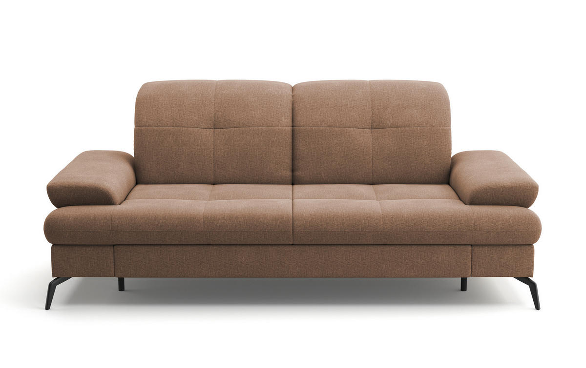2,5-SITZER in Flachgewebe Hellbraun  - Hellbraun/Schwarz, Konventionell, Textil/Metall (202/90/122cm) - Sit & More
