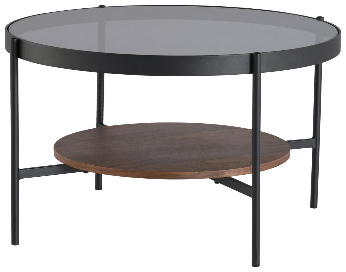 COUCHTISCH in Metall, Glas, Holzwerkstoff  - Schwarz/Naturfarben, Design, Glas/Holzwerkstoff (74/43/74cm) - MID.YOU