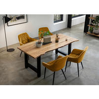 TISCHGRUPPE Naturfarben, Senfgelb  - Senfgelb/Naturfarben, MODERN, Holz/Textil (160/85/76,5cm) - Livetastic