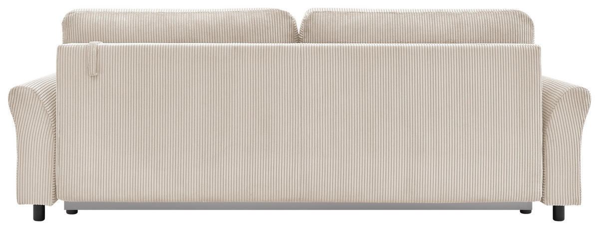 SCHLAFSOFA Malta Cord Creme  inkl. Zierkissen, Rückenkissen, Bettkasten, Schlaffunktion, Rücken echt  - Creme/Schwarz, Design, Textil (244/88/100cm) - P & B