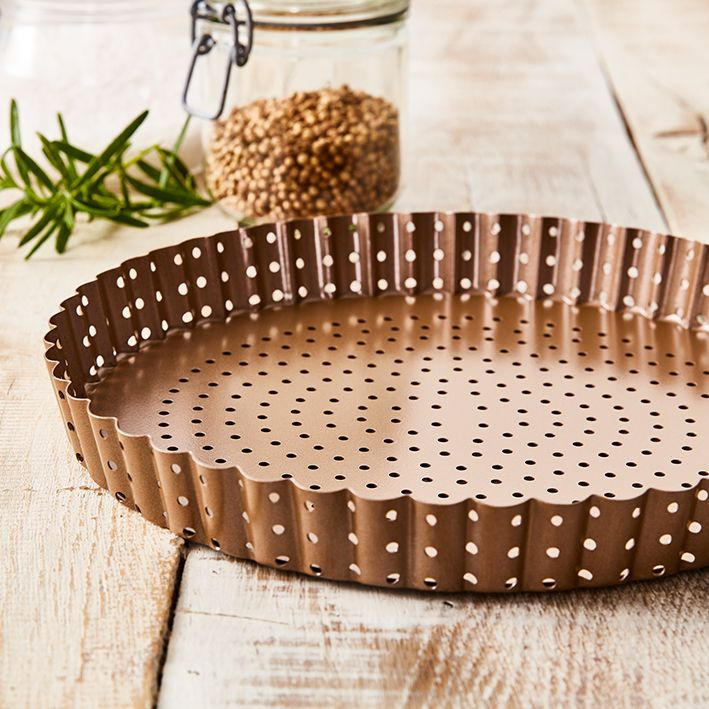 QUICHE- & TARTEFORM - Goldfarben, Basics, Metall (25cm) - Birkmann