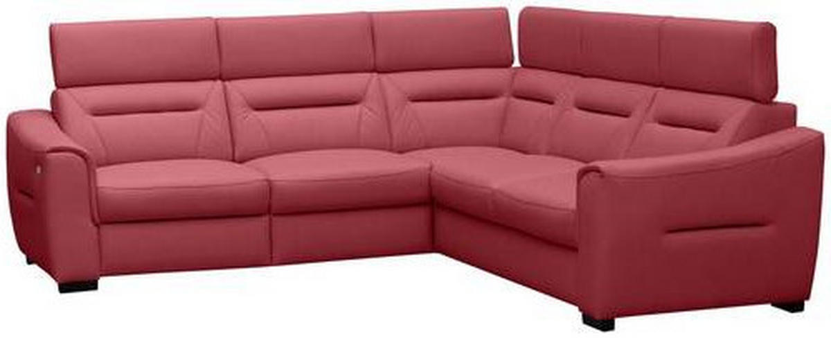 ECKSOFA Lederlook Echtleder Rot  - Wengefarben/Rot, Design, Leder/Holz (260/260cm) - Celina Home
