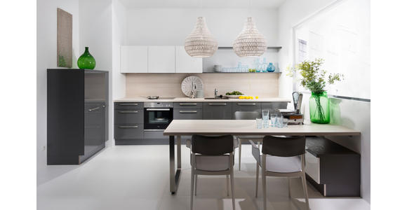 EINBAUKÜCHE - Birkefarben/Weiß, Design, Holzwerkstoff - Dieter Knoll