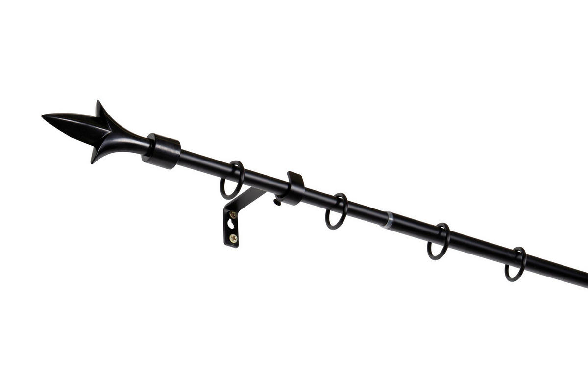 VORHANGSTANGENSET  130 cm  - Schwarz, Basics, Metall (130cm)