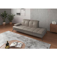 RÉCAMIERE Grau Echtleder  inkl. Armteilverstellung, Sitztiefenverstellung  - Schwarz/Grau, KONVENTIONELL, Leder/Metall (231/90/122cm) - Sit & More
