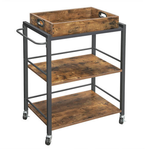 ALLZWECKWAGEN Schichtholz Braun, Schwarz  - Schwarz/Braun, Natur, Holzwerkstoff/Metall (72/40/86cm) - Boxxx
