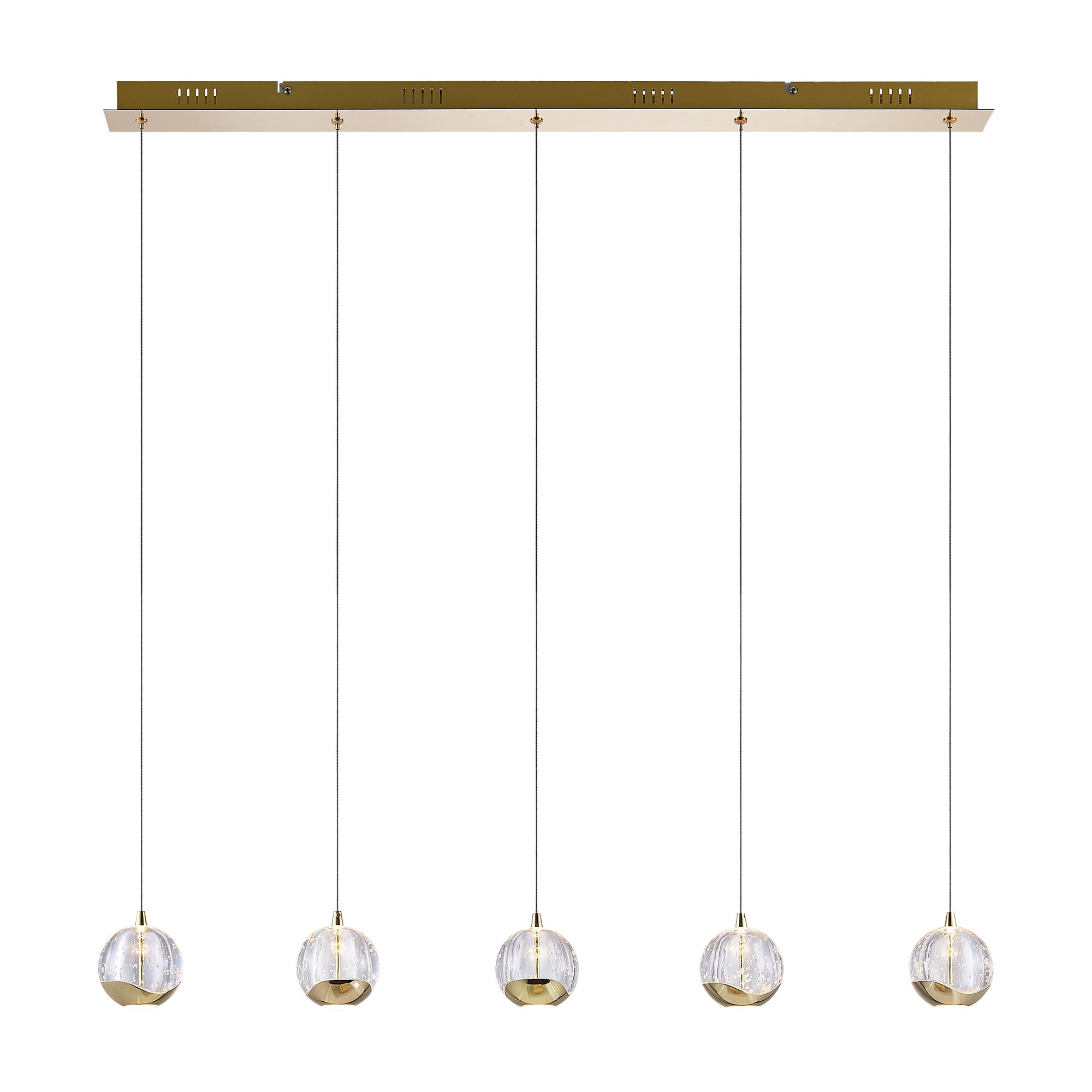LED-HÄNGELEUCHTE Hastings 96/9/150 cm   - Goldfarben, Design, Glas/Metall (96/9/150cm) - Dieter Knoll