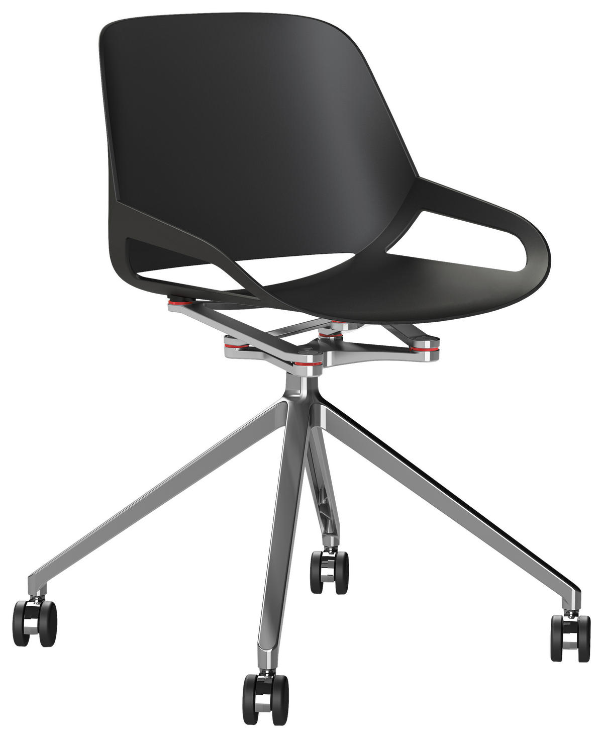 BESUCHERSTUHL Schwarz, Alufarben  - Schwarz/Alufarben, Basics, Kunststoff/Metall (50/72/52cm) - Aeris