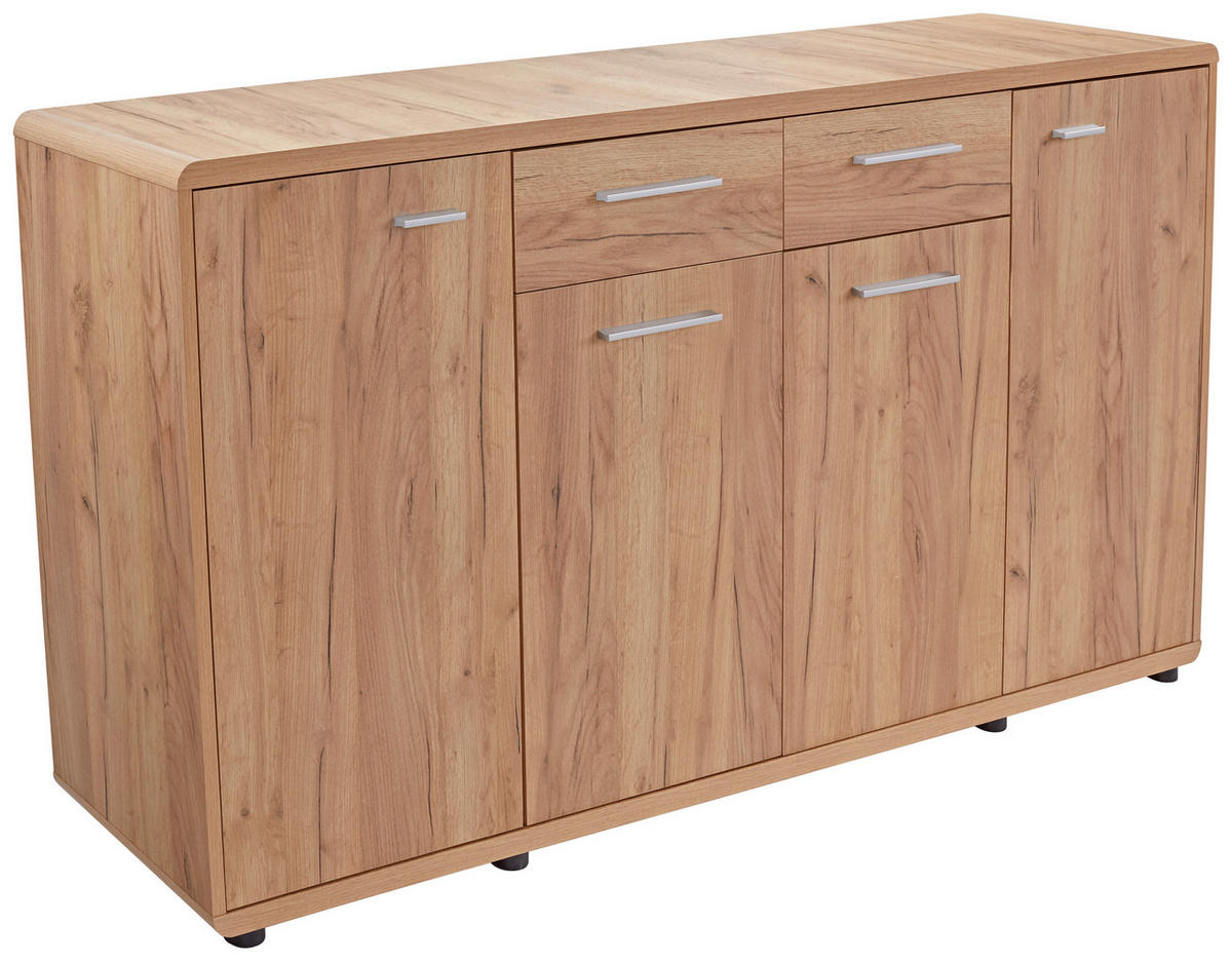 KOMODA, barve hrasta  - črna/barve hrasta, Trendi, umetna masa/leseni material (174,4/87,2/40cm) - Carryhome