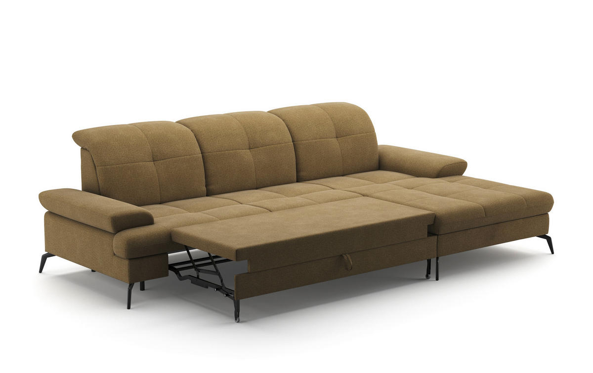 ECKSOFA in Flachgewebe Olivgrün  - Schwarz/Olivgrün, Konventionell, Textil/Metall (279/185cm) - Sit & More