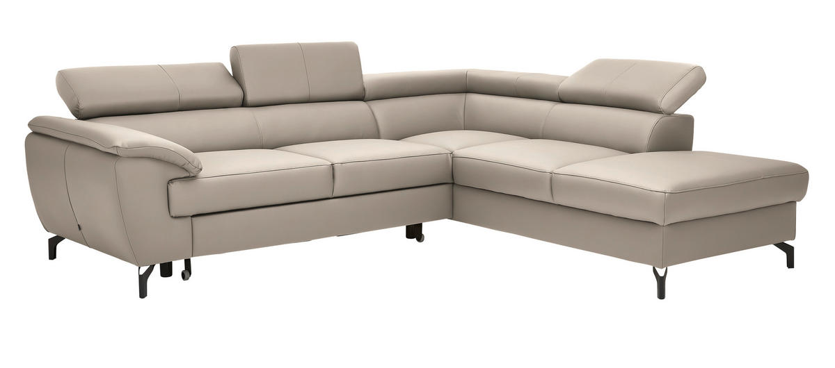SAROKKANAPÉ textil, bőr szürkésbézs  - fekete/szürkésbézs, Design, bőr/textil (256/220cm) - Celina Home