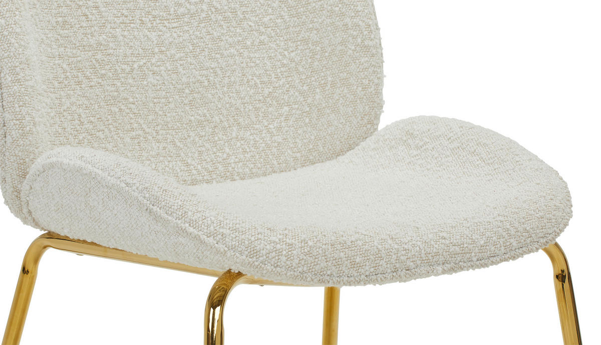 STUHL  in Eisen Webstoff  - Weiss/Goldfarben, Trend, Holz/Textil (46/86/60cm) - P & B
