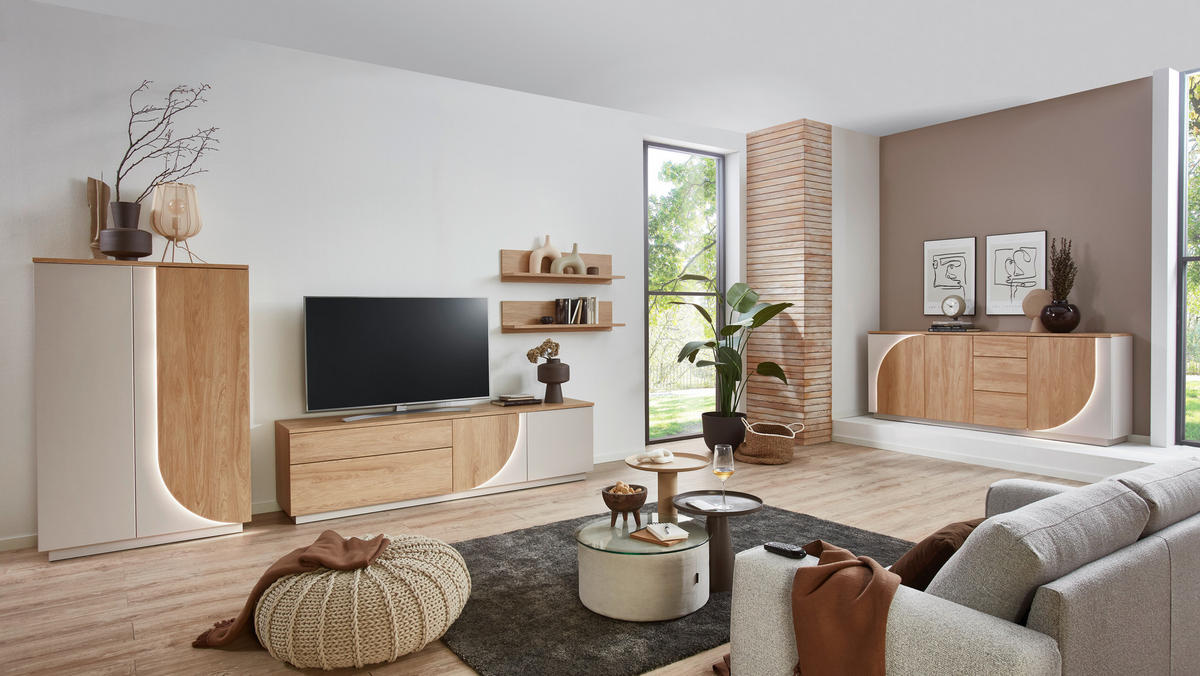 SIDEBOARD Eichefarben, Kaschmir  210/84/42 cm  - Kaschmir/Eichefarben, Design, Holzwerkstoff (210/84/42cm) - Stylife