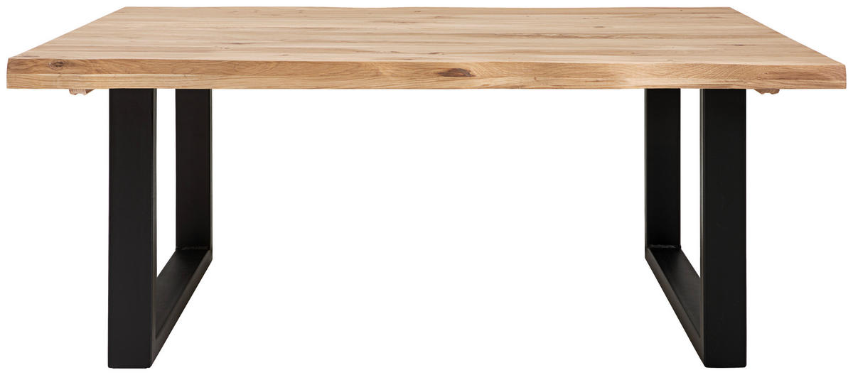 COUCHTISCH Wildeiche massiv 110/75/45 cm rechteckig Eichefarben  - Eichefarben/Schwarz, Natur, Holz/Metall (110/75/45cm) - Landscape