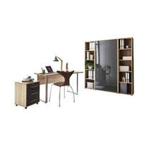 KANCELÁRIA, dub sonoma, antracitová s vysokým leskom,  - antracitová s vysokým leskom/dub sonoma, Modern, kov/kompozitné drevo - MID.YOU