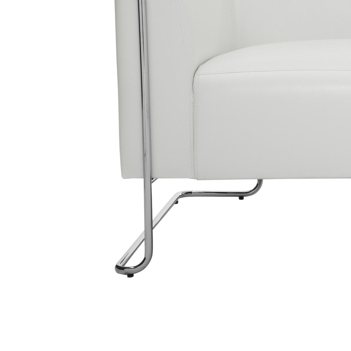 2-SITZER-SOFA in Lederlook Weiß  - Silberfarben/Weiß, MODERN, Textil/Metall (130/71/74cm) - MID.YOU
