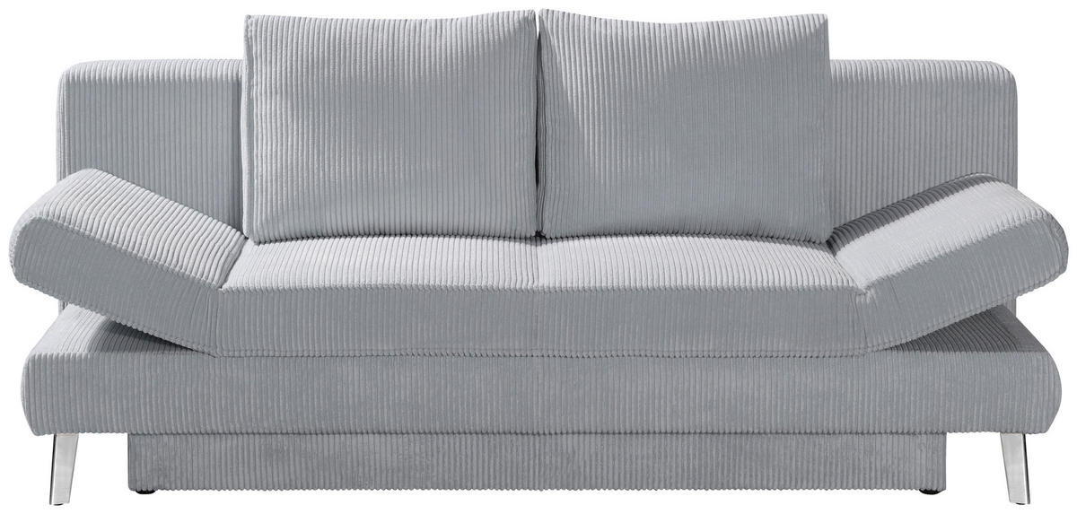 SCHLAFSOFA Cord Grau  - Chromfarben/Grau, Design, Textil/Metall (200/85/90cm) - Xora