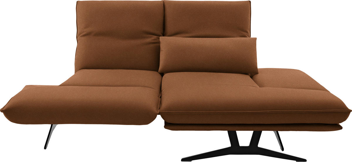 ECKSOFA in Echtleder Hellbraun  - Hellbraun/Schwarz, Design, Leder/Metall (210/130cm) - Dieter Knoll