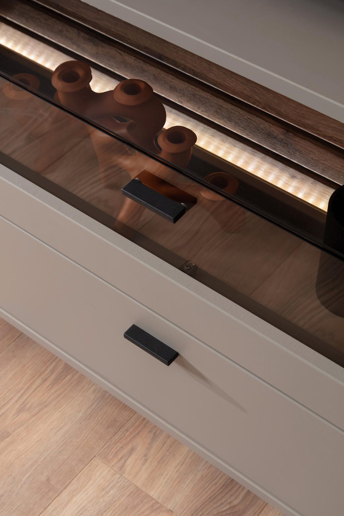 WOHNWAND 3-teilig  in  270/199/50 cm    - Anthrazit, Design, Glas/Holzwerkstoff (270/199/50cm) - Livetastic