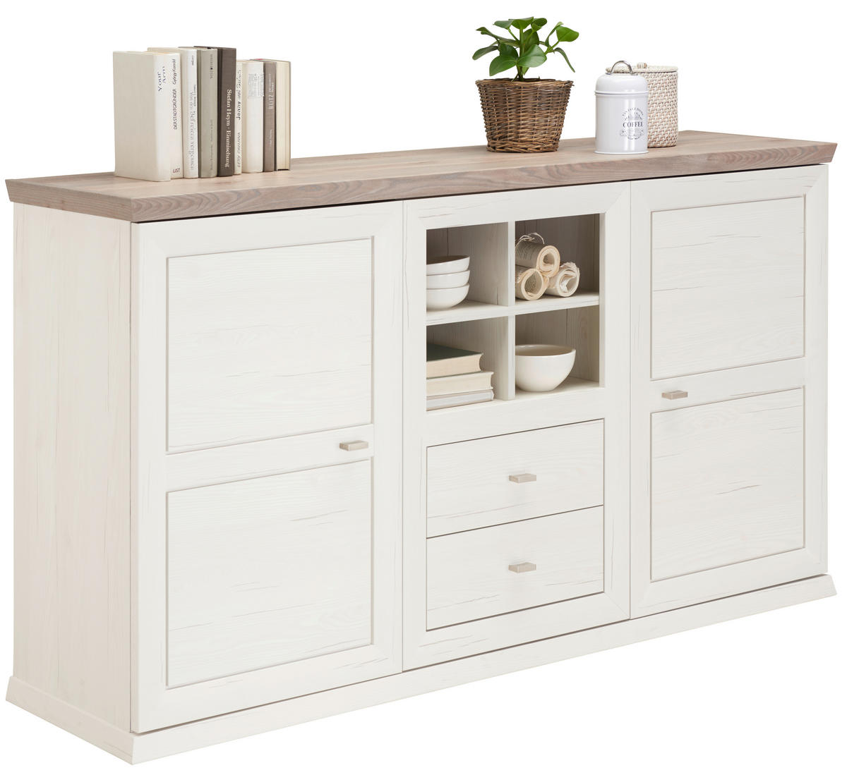 KOMMODE  in 160/89/43 cm  - Weiß/Grau, Design, Holzwerkstoff/Metall (160/89/43cm) - Hom`in