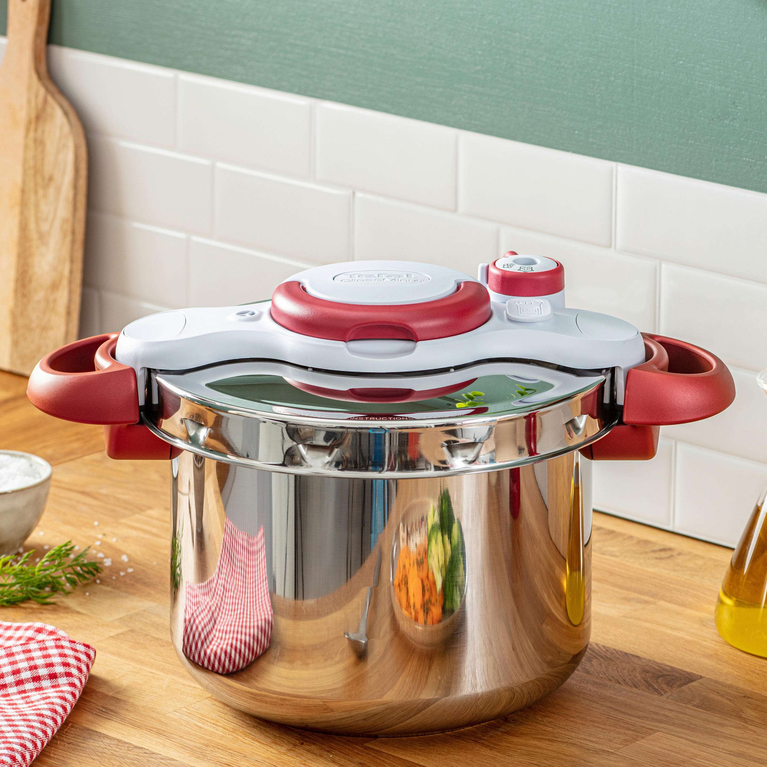 SCHNELLKOCHTOPF CLIPSO MINUT' PERFECT 6 L  - Klar/Edelstahlfarben, Basics, Kunststoff/Metall (37/28,5/24,6cm) - Tefal