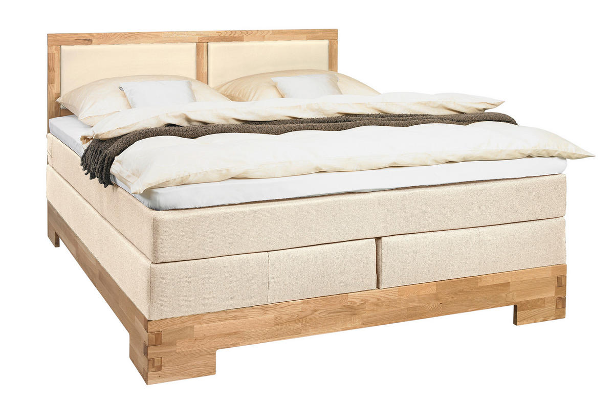 BOXSPRINGBETT 180/200 cm in Eichefarben, Beige von LINEA NATURA