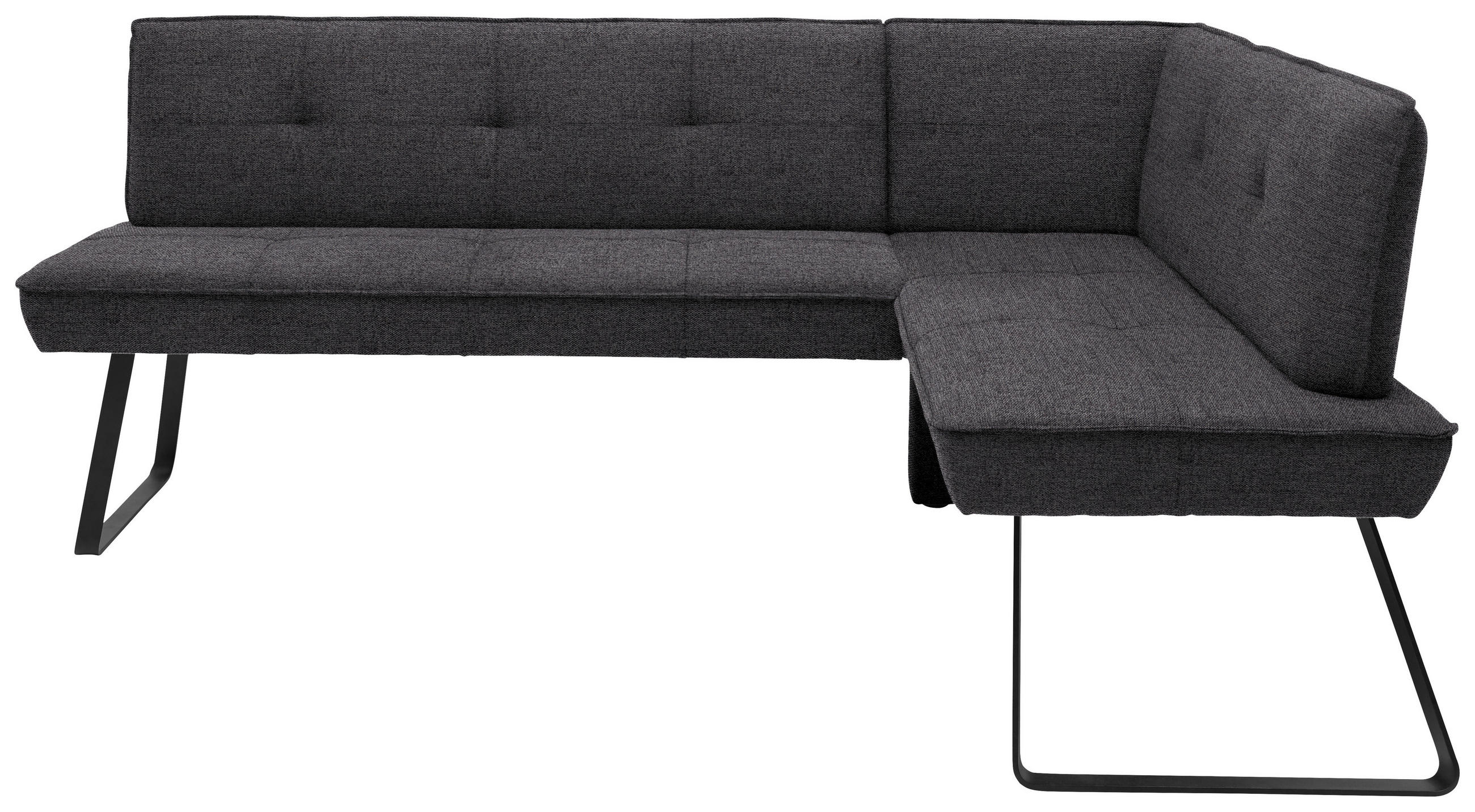 ECKBANK 181/157 cm Flachgewebe Anthrazit, Schwarz Metall   - Anthrazit/Schwarz, Design, Textil/Metall (181/157cm) - Dieter Knoll