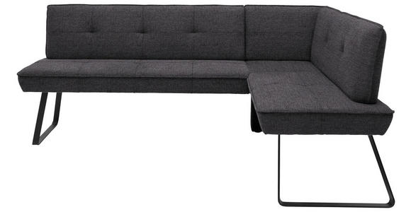 ECKBANK 227/134 cm  in Anthrazit, Schwarz  - Anthrazit/Schwarz, Design, Textil/Metall (227/134cm) - Dieter Knoll