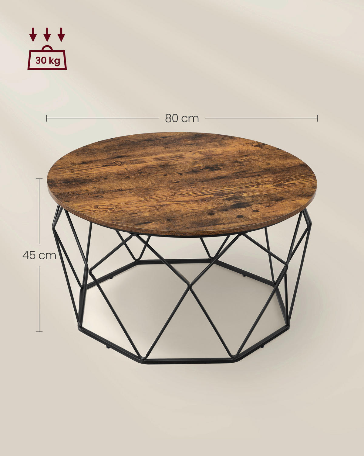 KONFERENČNÝ STOLÍK, hnedá, čierna, kov, kompozitné drevo, 80/80/45 cm - hnedá/čierna, Modern, kov/kompozitné drevo (80/80/45cm) - MID.YOU