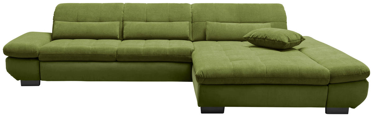 SEDEŽNA GARNITURA, gladka tkanina zelena  - črna/zelena, Design, kovina/tekstil (341/204cm) - Xora