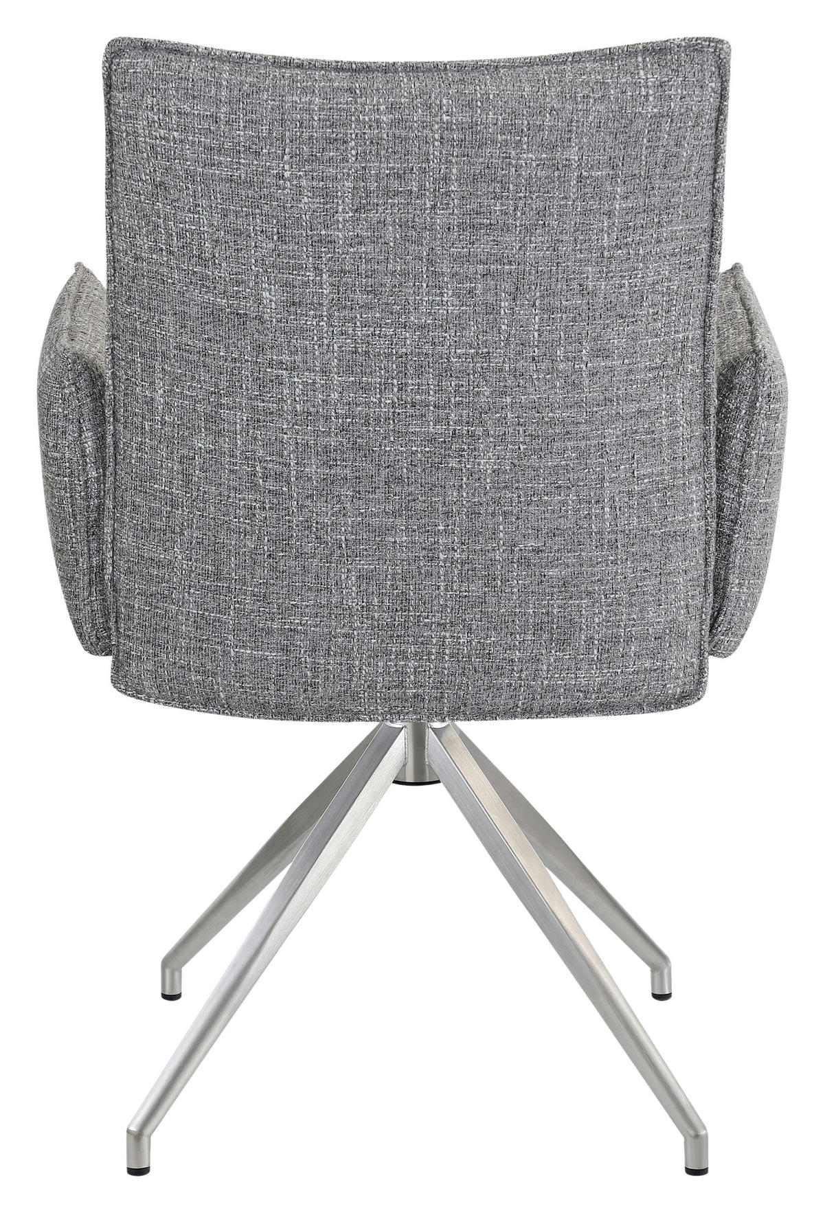 ARMLEHNSTUHL  Sitzfläche 360° drehbar, automatische Rückholfunktion Webstoff  Grau, Edelstahlfarben  - Edelstahlfarben/Grau, Design, Textil/Metall (60,5/87/61,5cm) - Novel