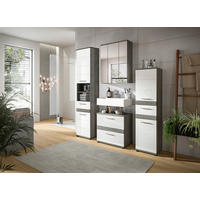 BADEZIMMER 4-teilig  in 150 cm  - Weiß Hochglanz/Silberfarben, MODERN, Glas/Holzwerkstoff (150cm) - MID.YOU