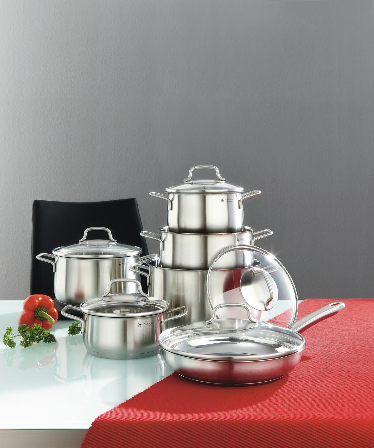 KOCHTOPFSET Brilliant 6-teilig  - Klar/Edelstahlfarben, Design, Glas/Metall - WMF