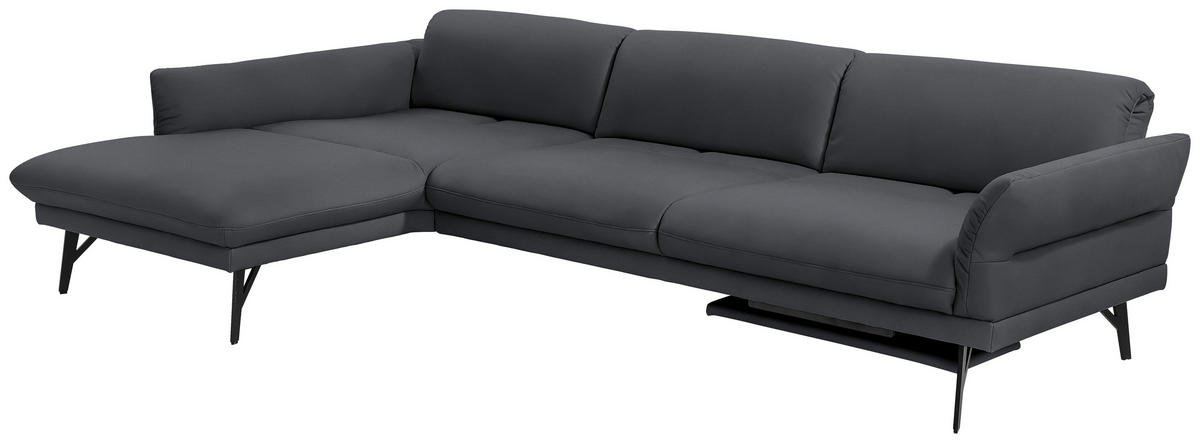 ECKSOFA in Echtleder Dunkelgrau  - Dunkelgrau/Anthrazit, Design, Leder/Metall (173/308cm) - Joop!