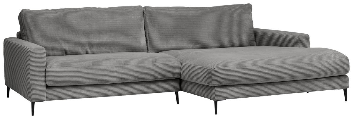 ECKSOFA in Cord Dunkelgrau  - Dunkelgrau/Schwarz, Design, Textil/Metall (272/190cm) - Lomoco