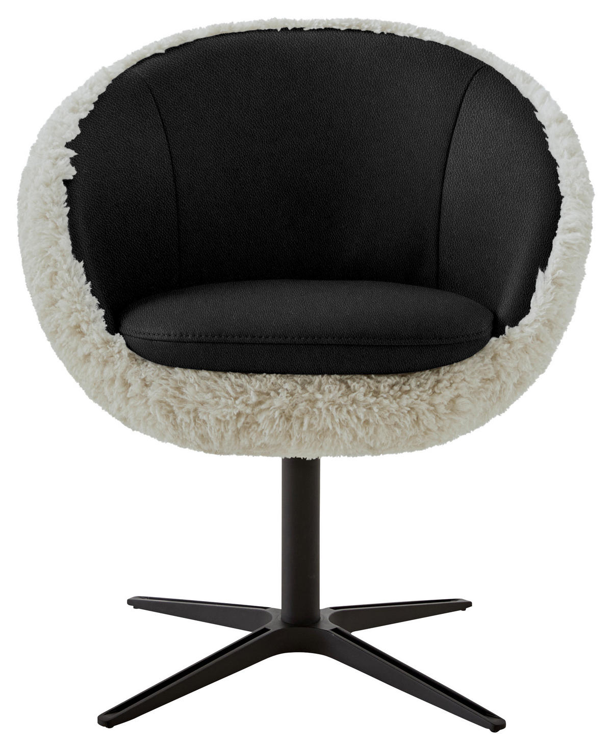 ARMLEHNSTUHL  Beinauswahl, Lederauswahl, Stoffauswahl, Sitzfläche 360° drehbar Hochflor Kombination Echtleder/Stoff  - Anthrazit/Beige, Design, Leder/Textil (65/81/61cm) - Koinor