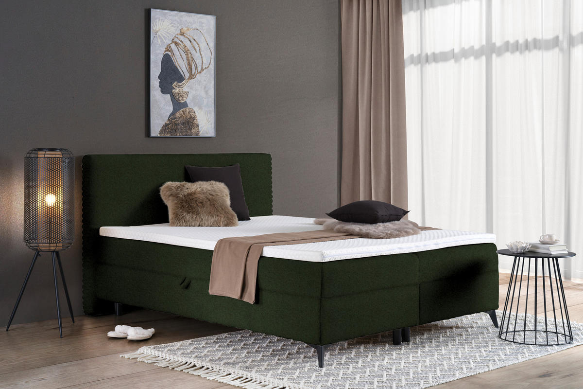 BOXBETT 160/200 cm  in Grün  - Schwarz/Grün, Design, Holz/Holzwerkstoff (160/200cm) - Xora